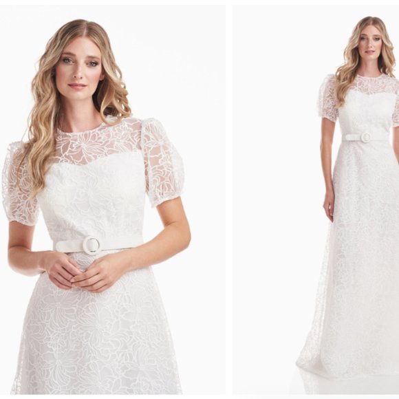 KAY UNGER WHITE WYNONNA ILLUSIONS LACE WHITE GOWN sz 8 - Picture 3 of 4